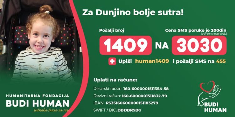 Apel humanim ljudima za Dunjino bolje sutra!